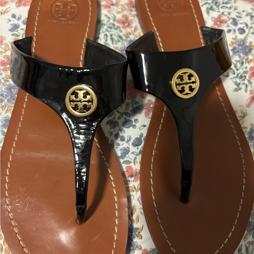 Tory Burch Black and Gold Sandals
